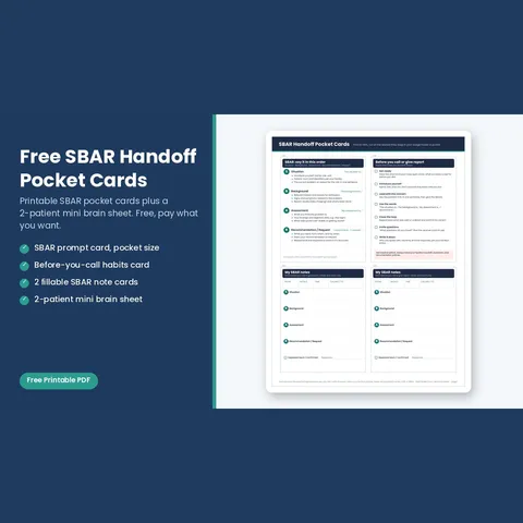 Free SBAR Handoff Pocket Card + Mini Brain Sheet preview