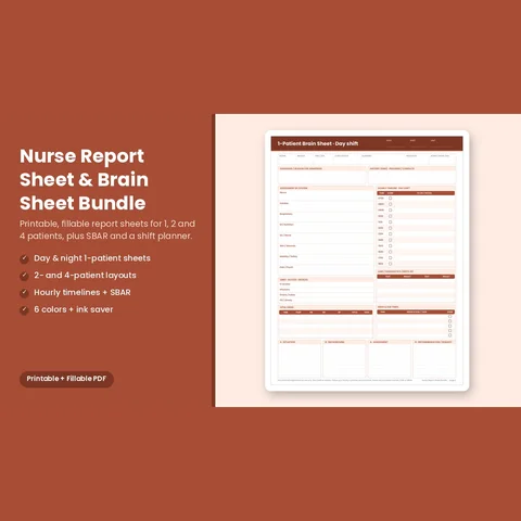 Nurse Report Sheet & Brain Sheet Bundle preview