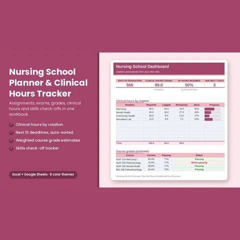 Nursing School Planner & Clinical Hours Tracker preview